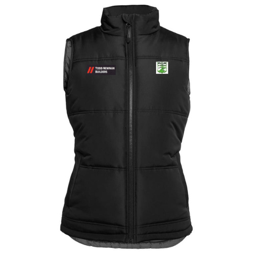 WORKWEAR, SAFETY & CORPORATE CLOTHING SPECIALISTS JB's Ladies Adventure Puffer Vest (EMBROIDERY: KFFNC (LHS)  TODD NEWMAN BUILDERS (RHS))