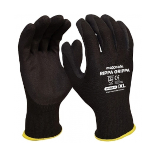 WORKWEAR, SAFETY & CORPORATE CLOTHING SPECIALISTS 'RippaGrippa' Black Nitrile on polyester glove